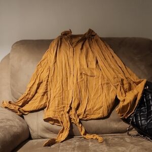 AMERICAN EAGLE Mustard Yellow Button-Up Blouse Size L